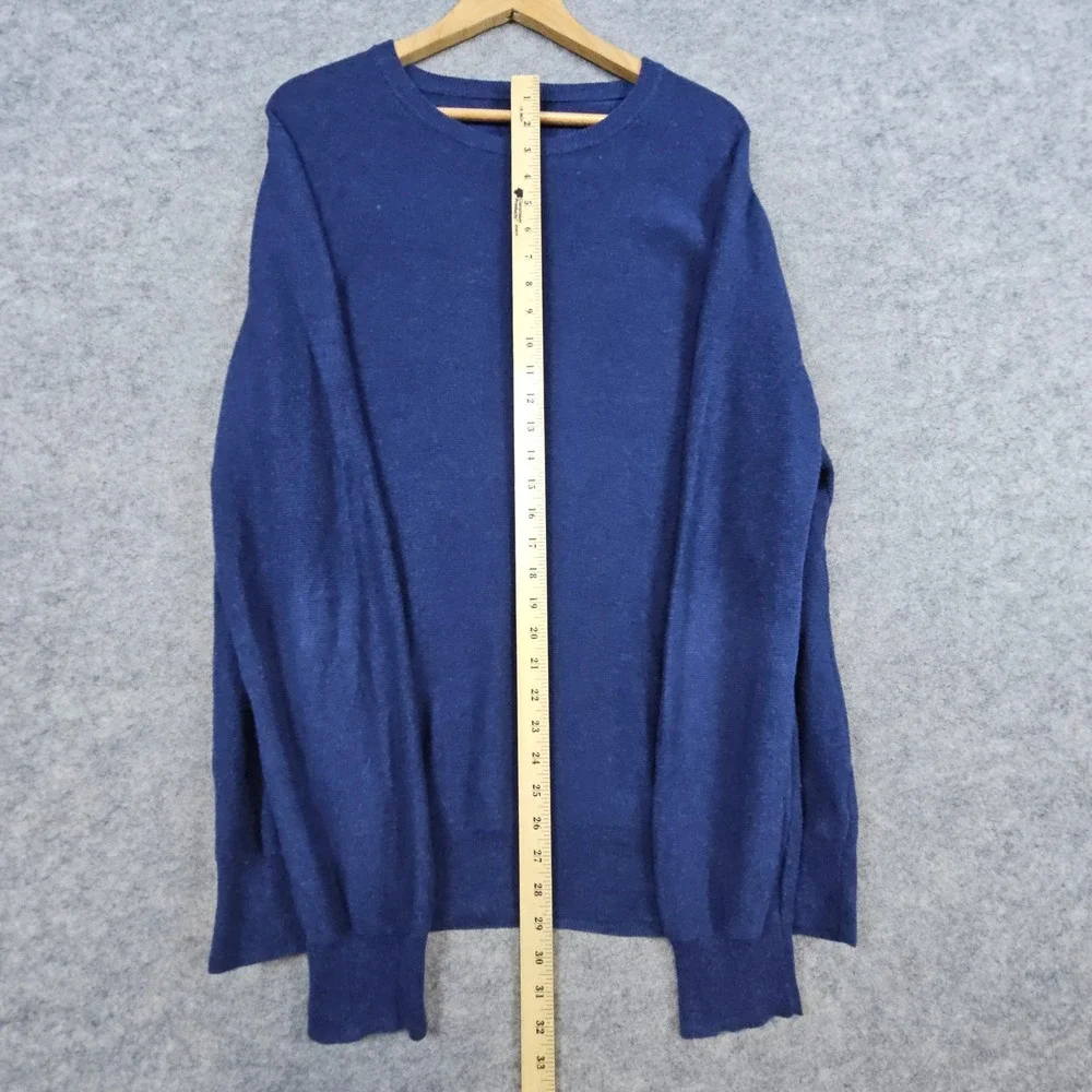 J Crew Men's Blue Crewneck Pullover‎ Sweater Size L 100% Cotton Warm Cozy Winter